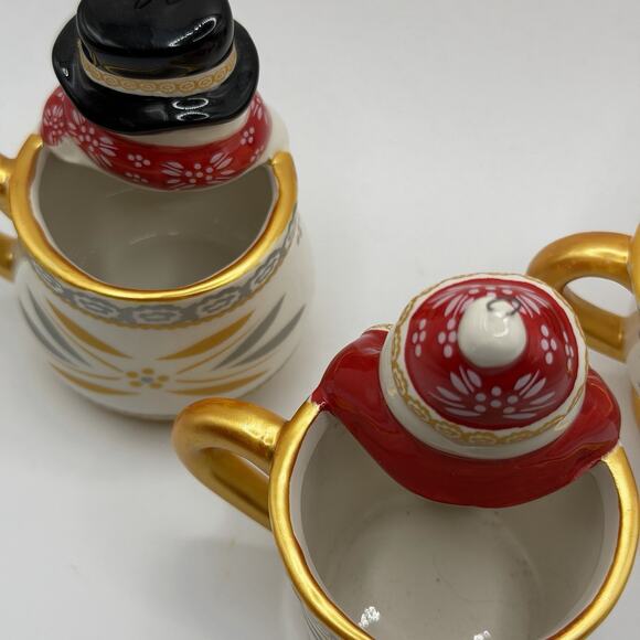 Set of 3 Temptation Ornaments Tea Cup Old World Confetti Pattern Holiday Santa - Picture 9 of 16